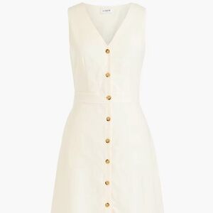 J Crew v-neck button-front dress in linen-cotton blend